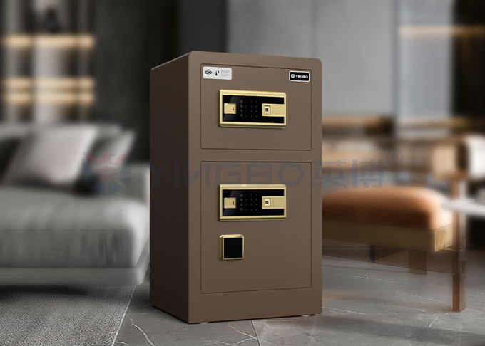 Double Door Custom Safe Box Fingerprint Lock H31.5in YB/RS-80D Coffee
