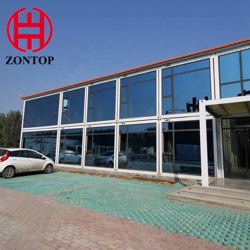 Zontop new design easy assemble large scale glass wall bench 2 bedroom flat packed container home