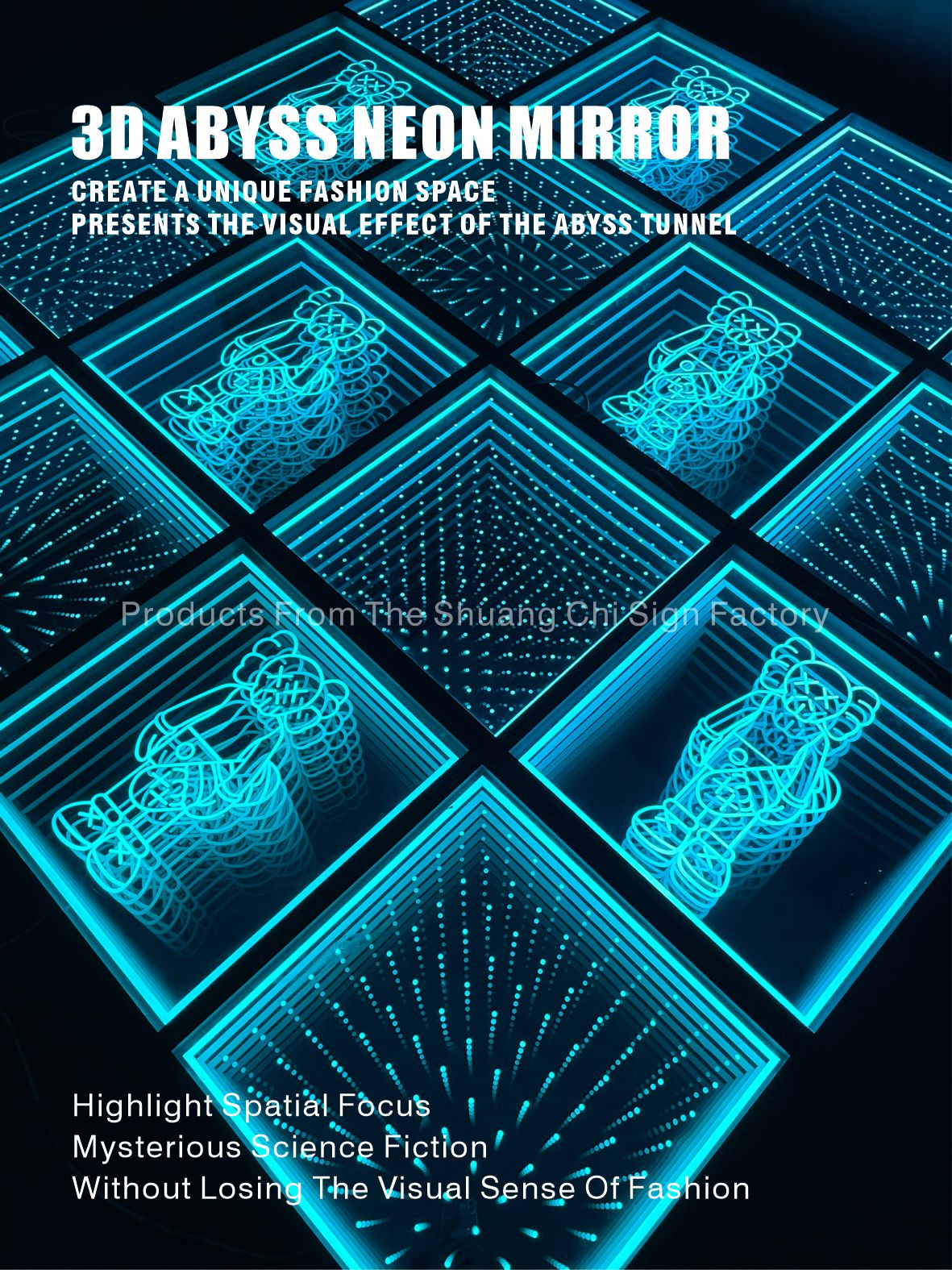 Neon Abyss Mirrors Perfect Focal Point Custom Neon Infinity Mirror with Dimmer Support