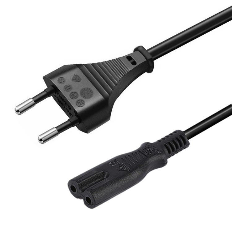 European 2 Pin Plug Power Supply Cable Cord PVC Material With C7 Connector