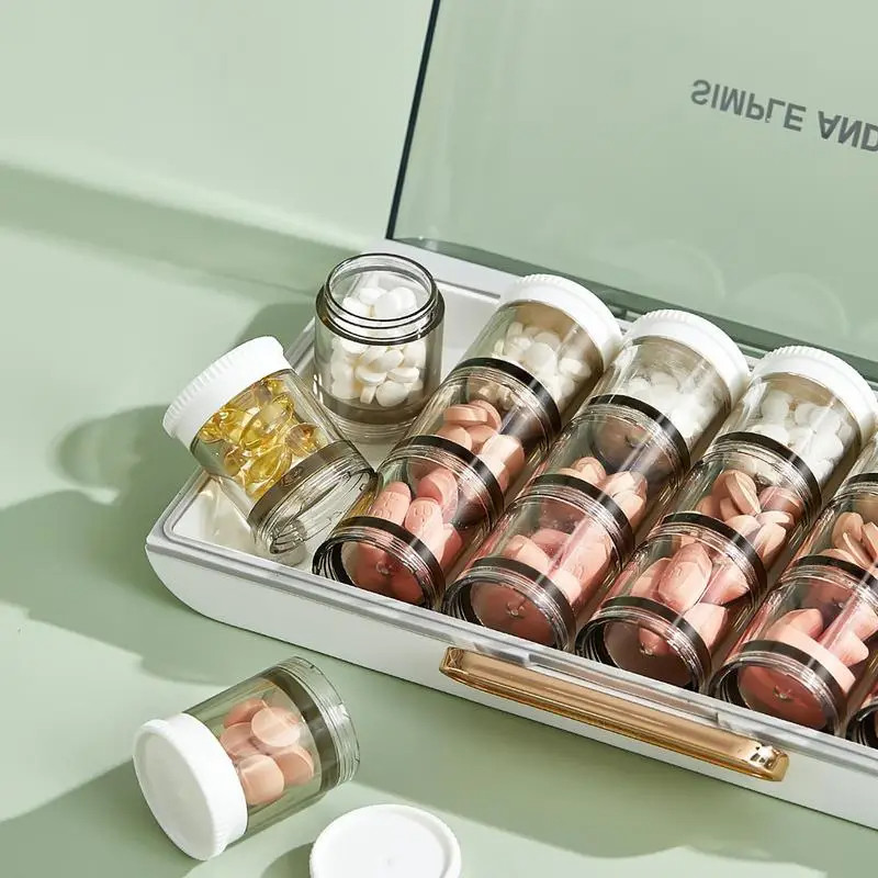 Portable 21 Grids Weekly Pill Organizer Pill Container Vitamin Organizer 7 Days Pill Organizer