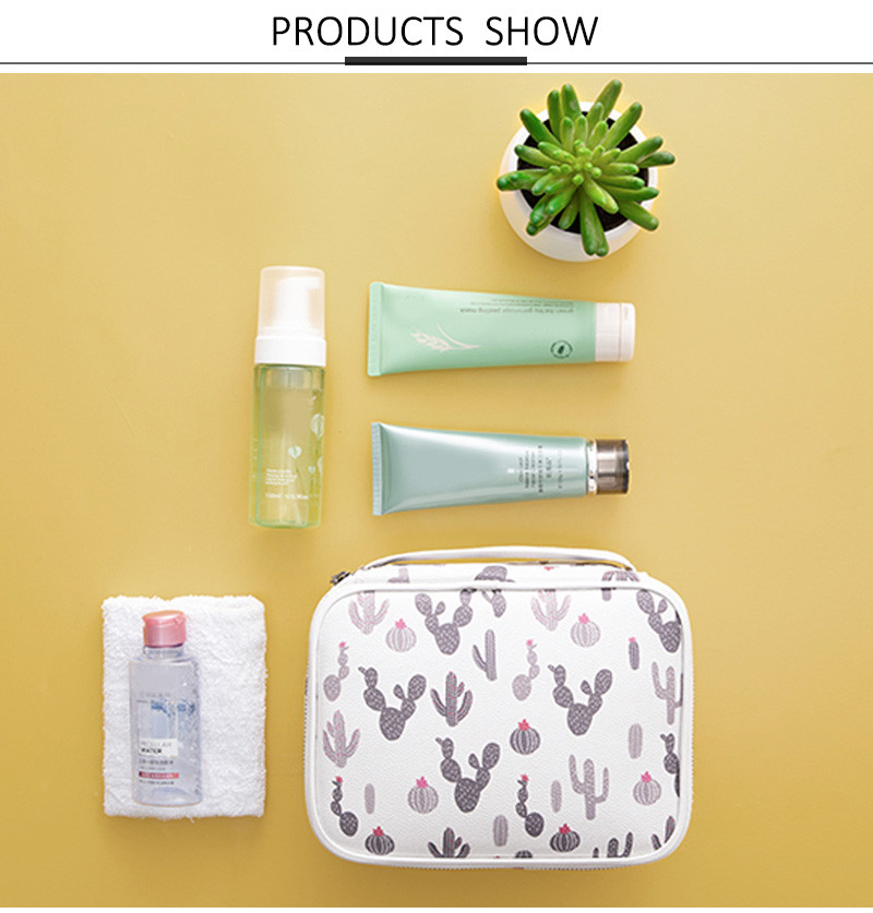 Standard Size Cartoon Printed Toiletry Cosmetic Bag With Handle