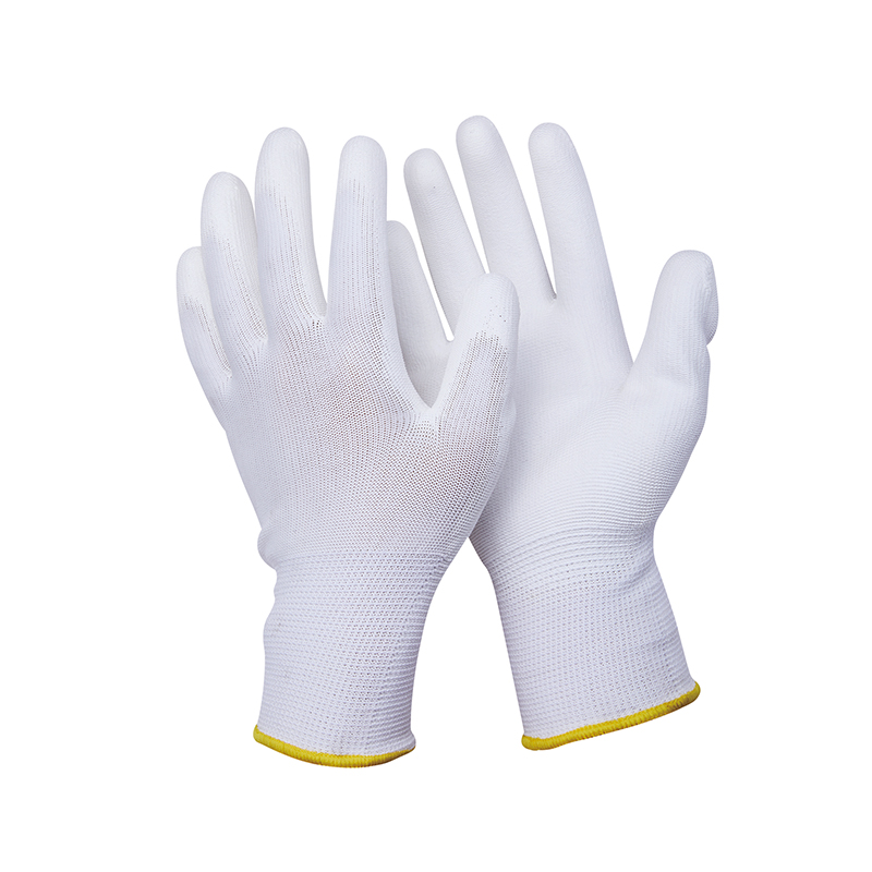 Anti-Static PU Coated Polyester Knitted Gloves for Construction 13 Gauge CE Certified