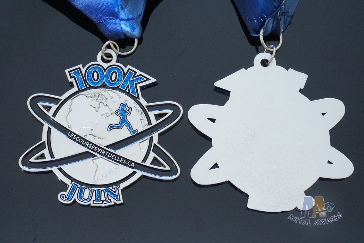 Virtual Running 100K Sport Metal Award Medals With Ribbon Durable