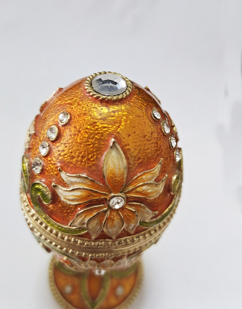 Hand Painted Enameled Faberge Egg Style Decorative Hinged Jewelry Trinket Box Unique Gift Home Decor Jewelry Box