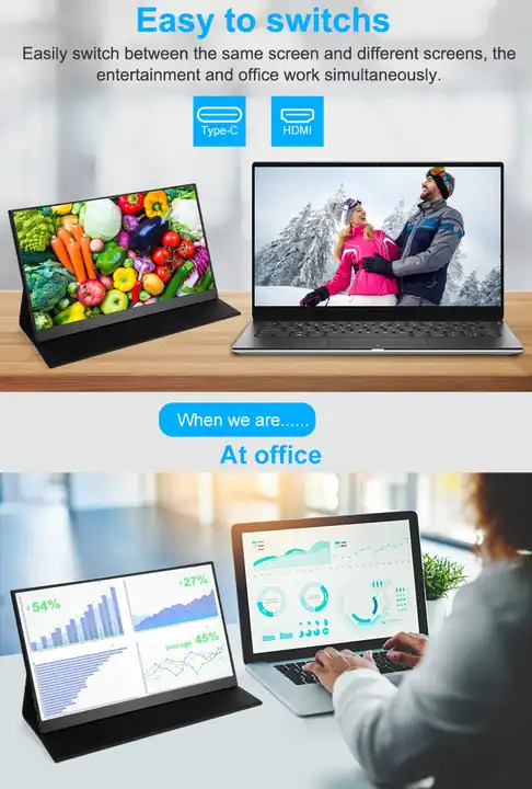 Laptop 13.3" UHD IPS 4K Portable Monitor USB C HDMI pS5 Gaming Display