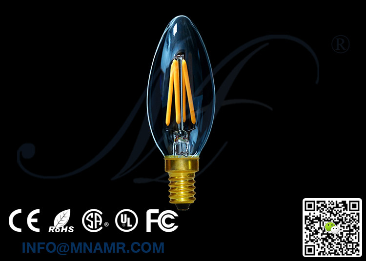 New Arrival 360 Degree Beam Angle E14 4Watts CE RoHS FCC SAA UL Led Filament Bulbs Filament Lamps Filament Lights