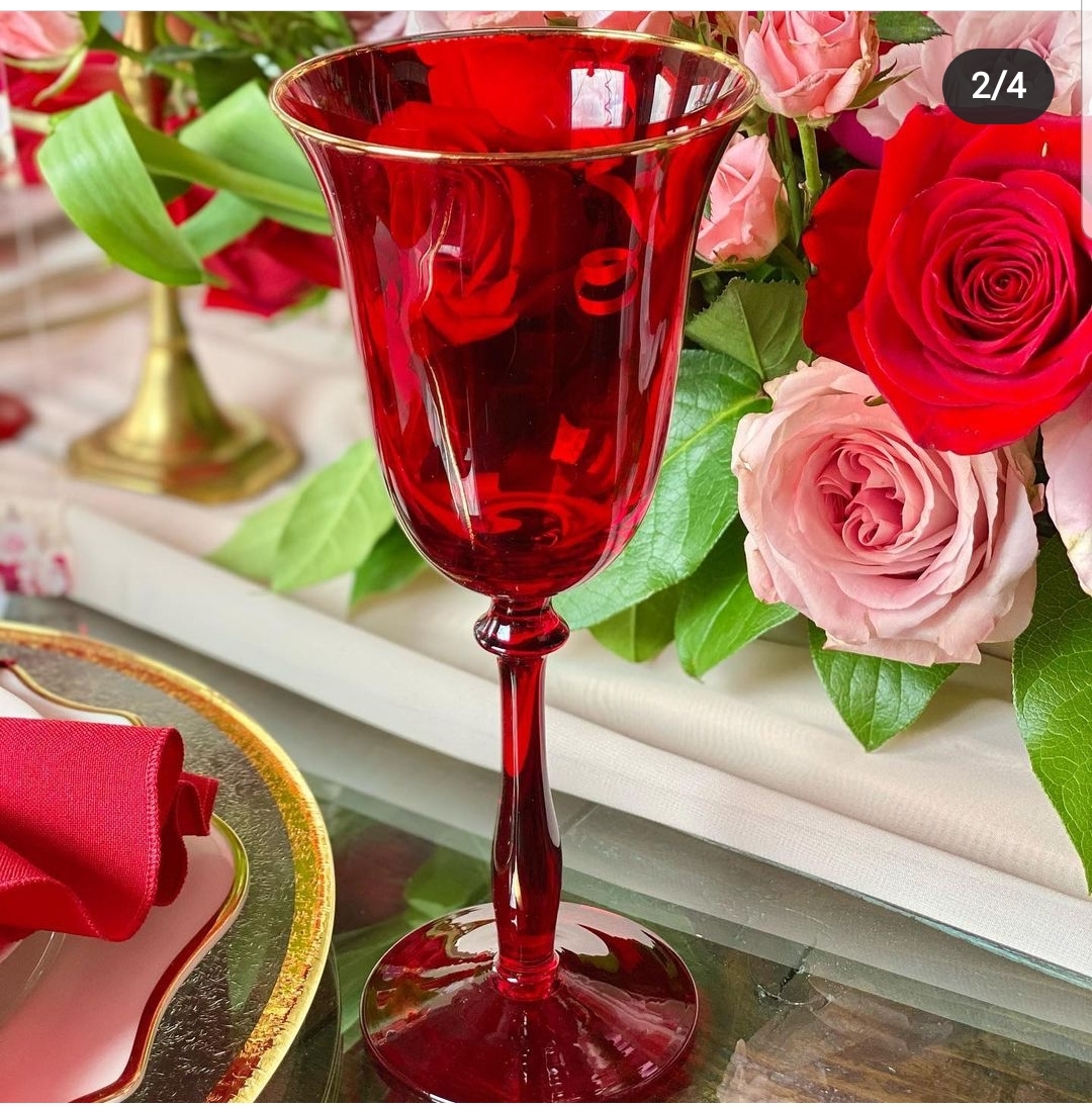 Gold Edge Clear Wine Champagne Water Glasses Party Personalised Wedding Glassware