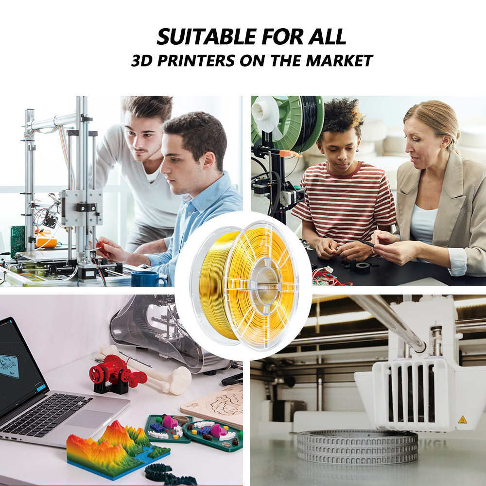 PLA+ 3D Printer Filament, Black Gold 1.75mm Dual Color 3D Filament 1KG