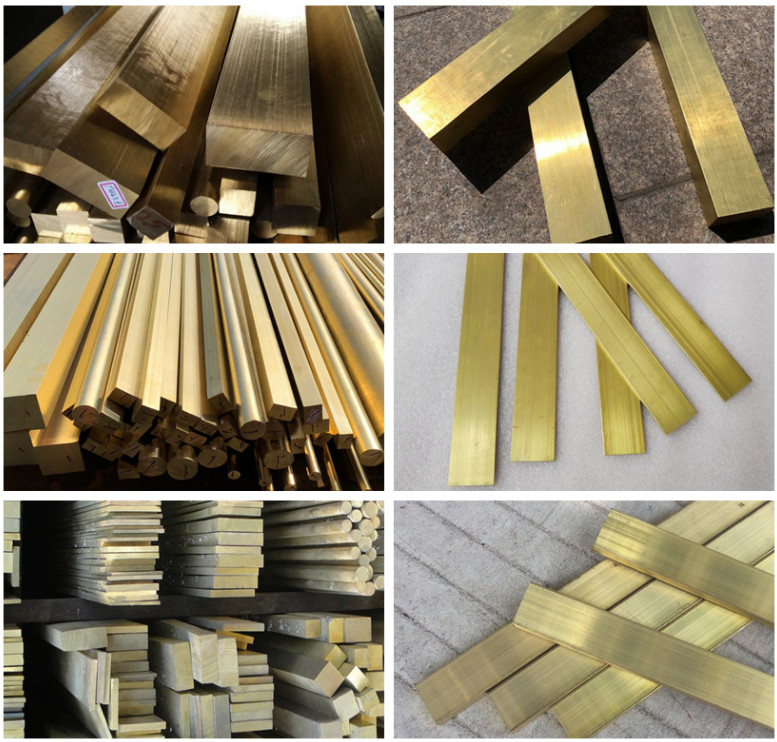 Golden Fade Resistant Square Brass Flat Bars SGS Certification