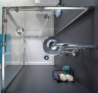 Corner Hinge Classic Sliding Shower Enclosure Clear Fixed Two Glass Door 6mm