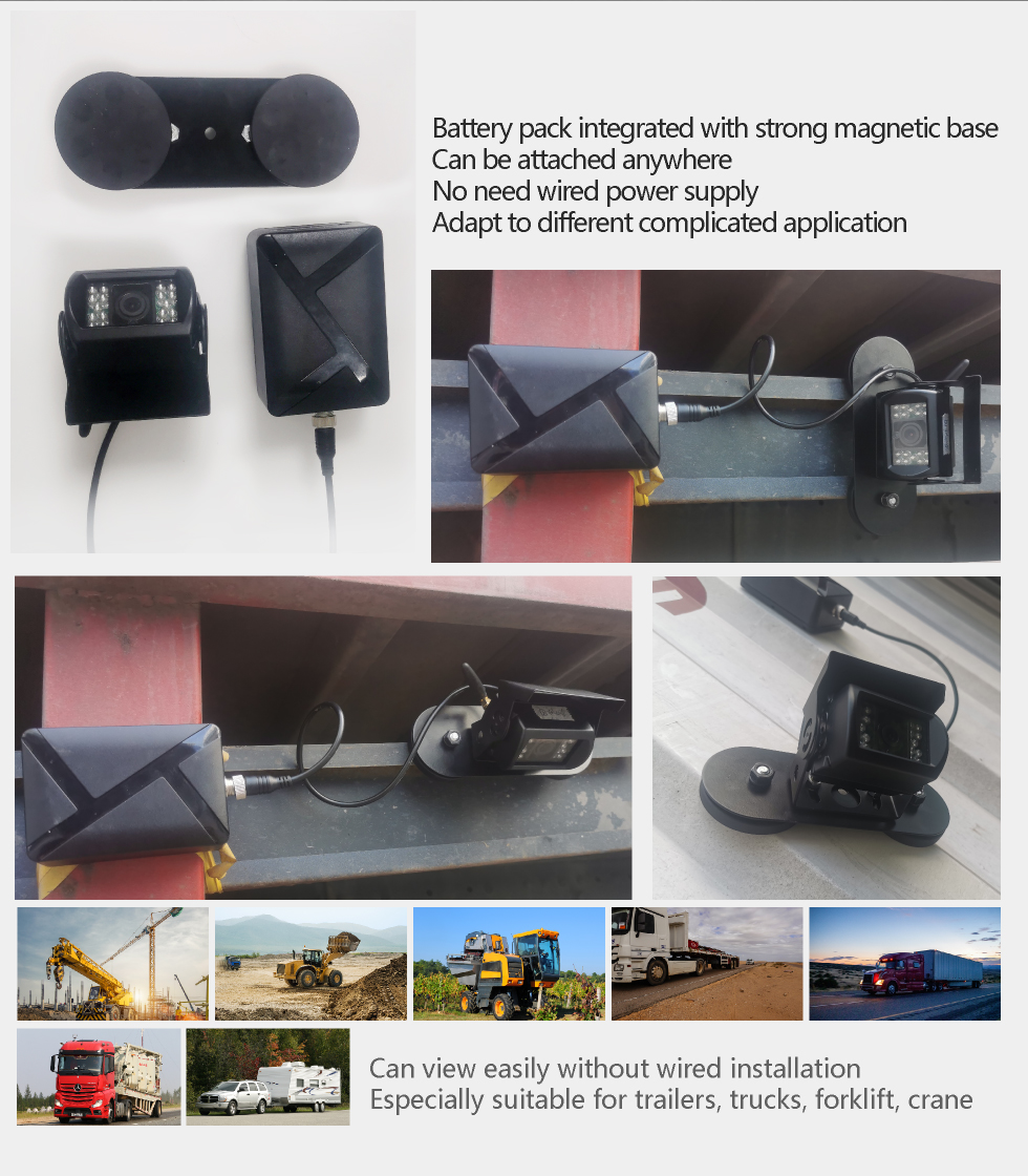 1 2 4 Channel Monitor Display Wireless 7 Inch WIFI Kit With Rechargeable Battery Pack