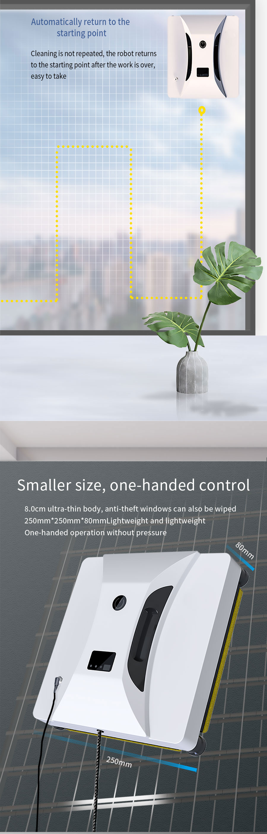 80Watt Automatic Window Cleaner Robot 2.5mins/M2 Mini Slim Robot Vacuum