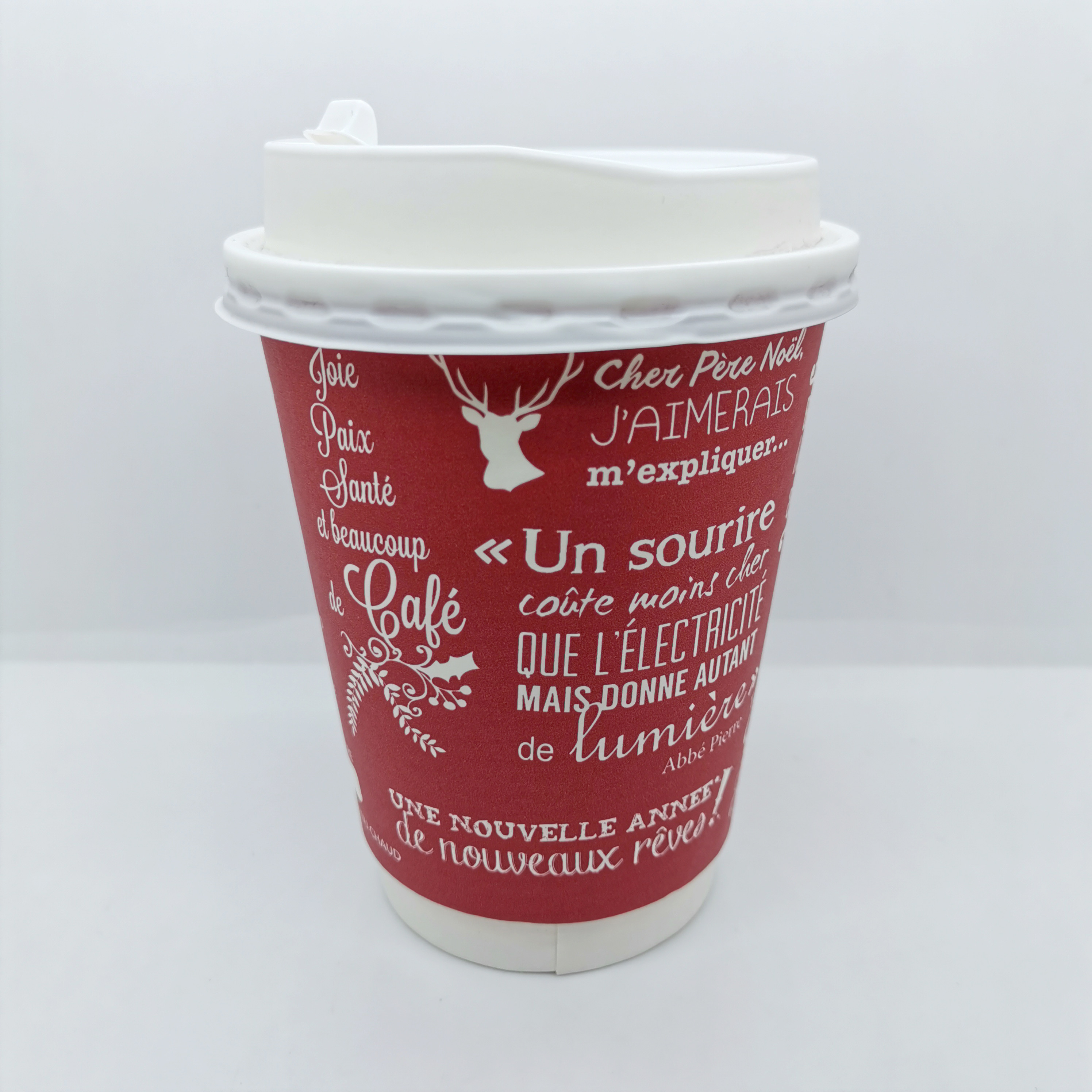 Printed Coffee Ripple Paper Cup With Lid Disposable Single Wall 360ml