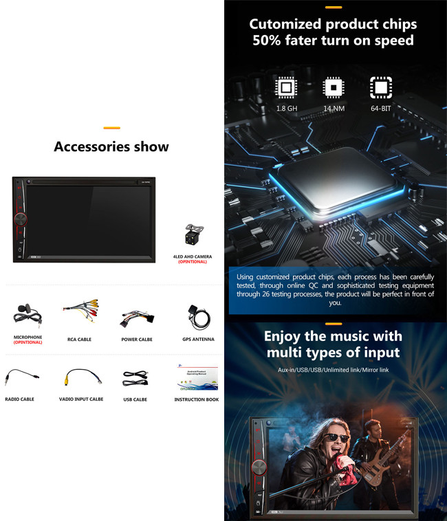 2 Din Android Car Radio Multimedia GPS Wifi BT Radio Car Android System 7 Inch