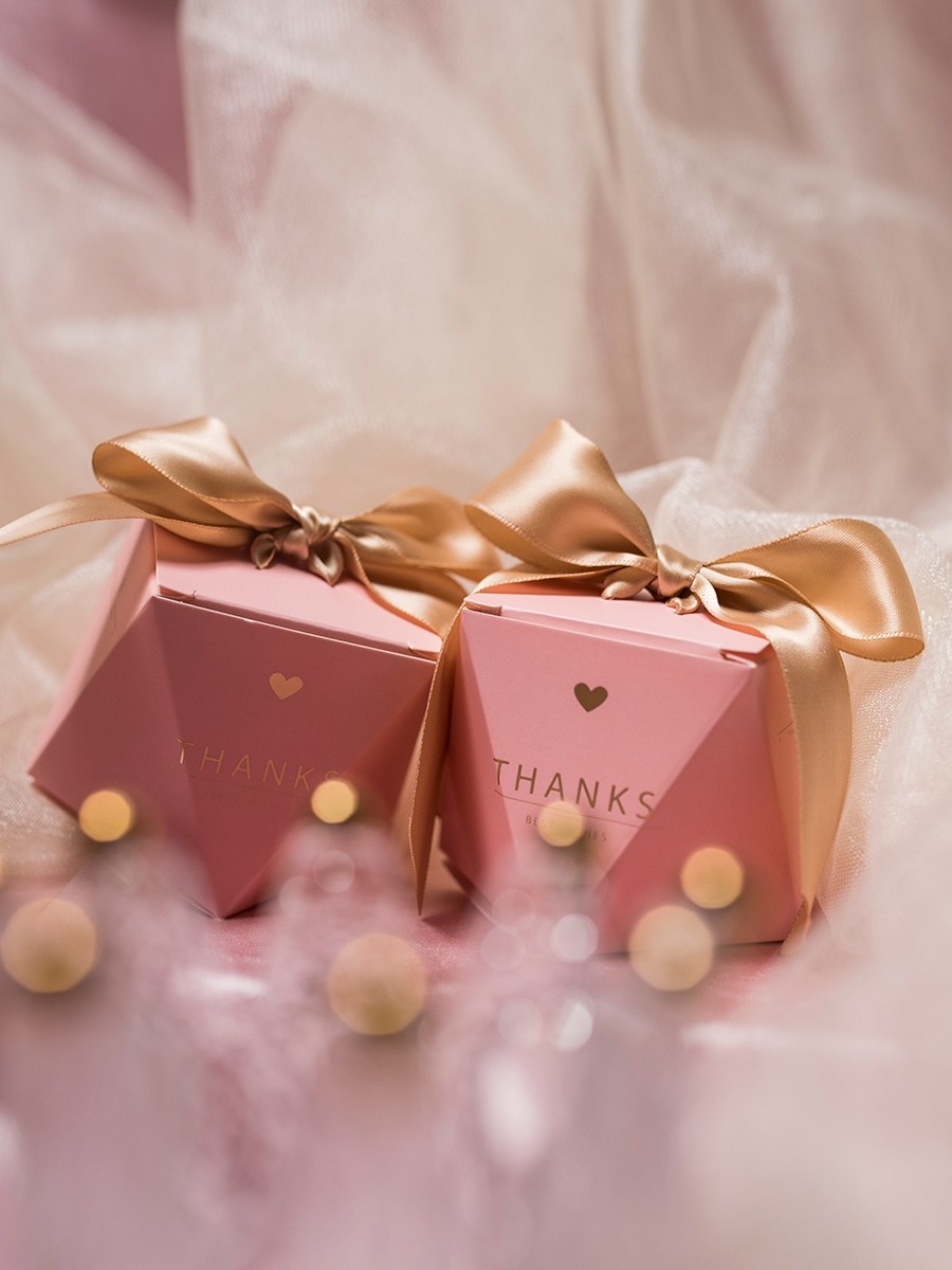 Pink European Type Fancy Paper Boxes Folding Food Candy Packaging For Wedding Gifts Party