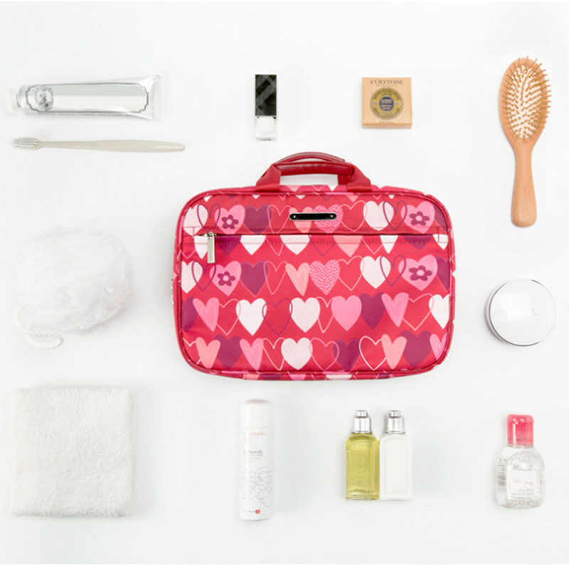 L28*D8*H19CM Portable Vintage Heart Printed Makeup Bag Case