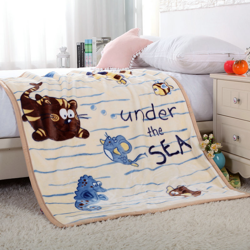 Cartoon Character Polyester Flannel Fleece Blanket For Infant Baby In Bed / Sofas