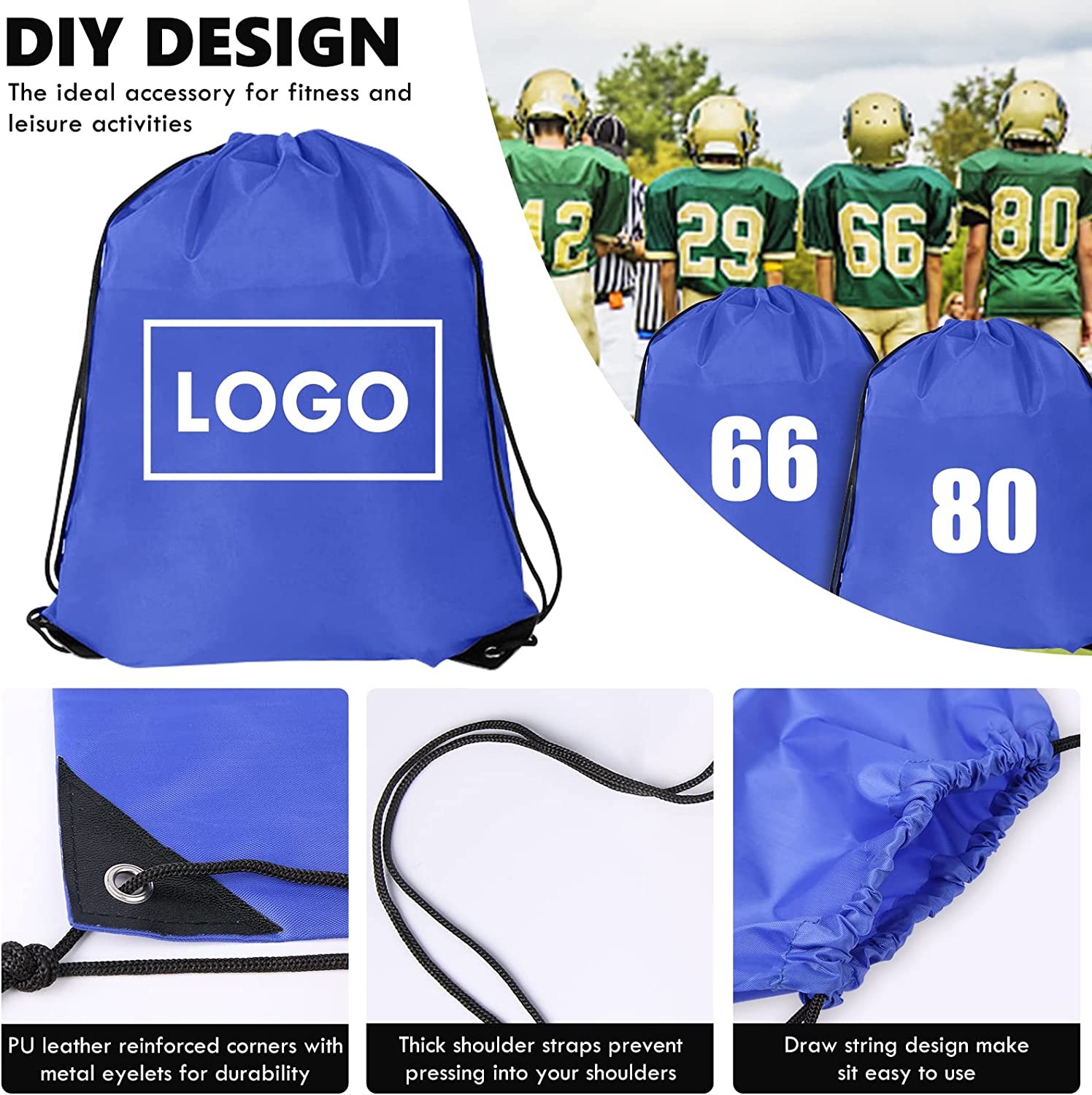 Soft Shockproof Drawstring Bag Backpack Black Gym Bulk Cinch Tote Sackpack