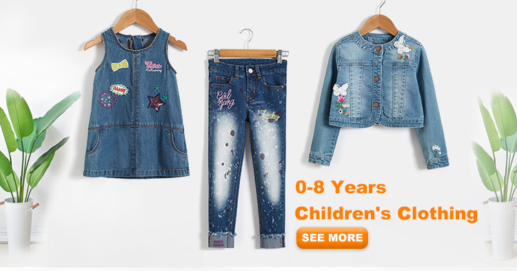 Slim Fit Kids Denim Clothes Children Jeans Pant Color Print Embroidered