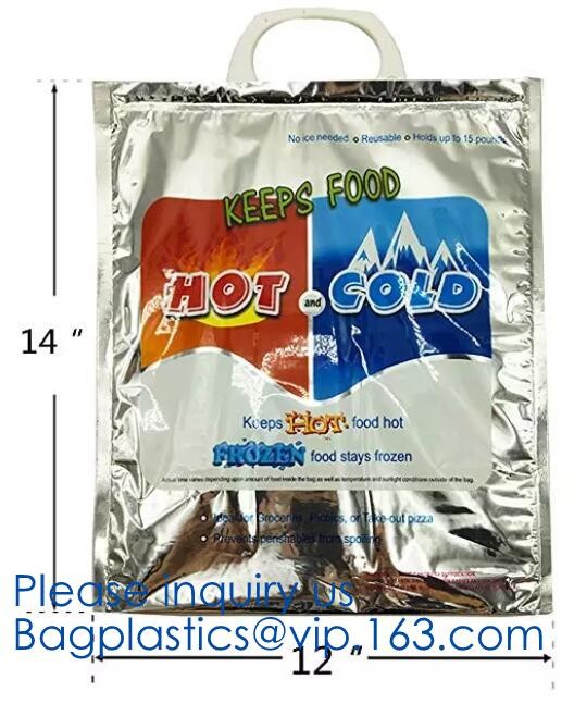 Aluminum Foil Insulated Cooler Bags Waterproof Folding Thermal Lunch Bag,Zip-Lock Grocery Handle Thermal Insulation Cool