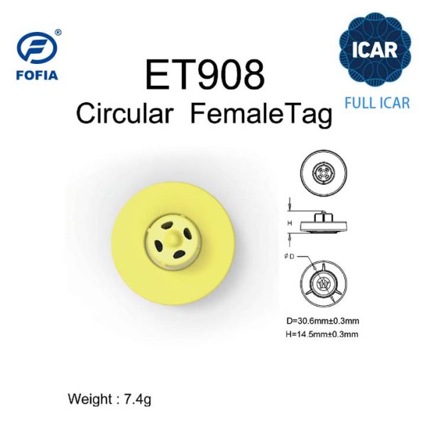 New FULL ICAR Electronic Ear Tag Animal Ear Tag Yellow Waterproof for Cattle Cow Management