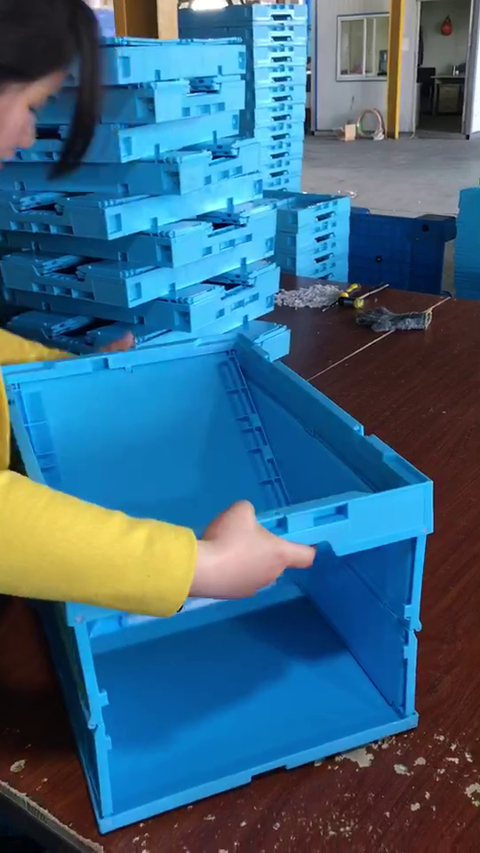 50 Liter Folding Plastic Collapsible Plastic Crate With 4 Handles 600 * 400 * 280