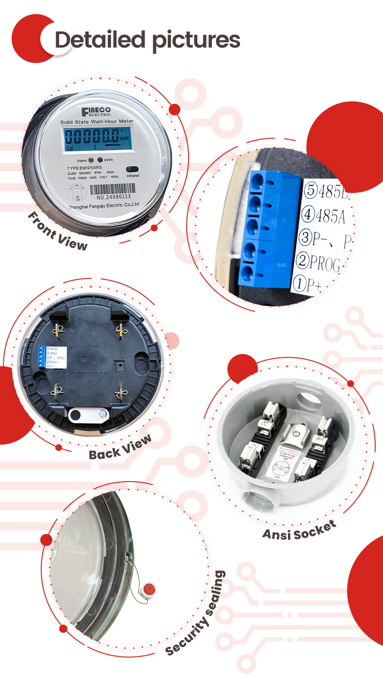 Digital Display EM12100RS ANSI 2S Two Phase Three Wire Digital Electricity Power Meter