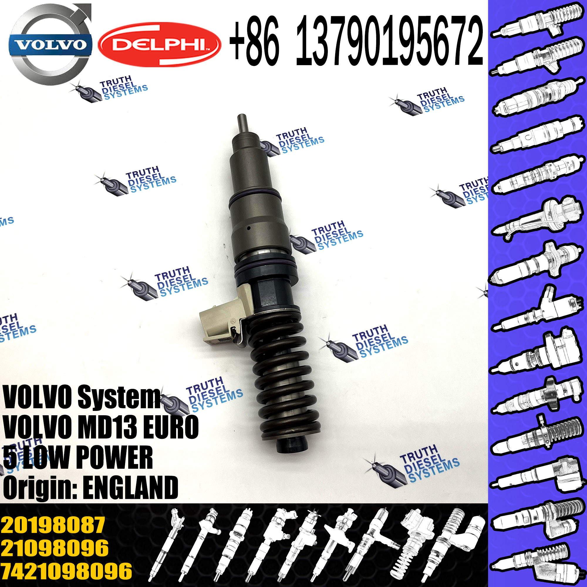 Diesel Fuel Injector 21098096 7421098096 20198087 BEBE4D23001 For VOL MD13 EURO 5 LOW POWER