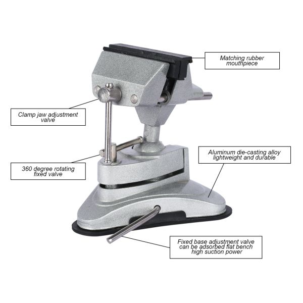 360° Silver Rotating Vacuum Bench Vise For Jewelry