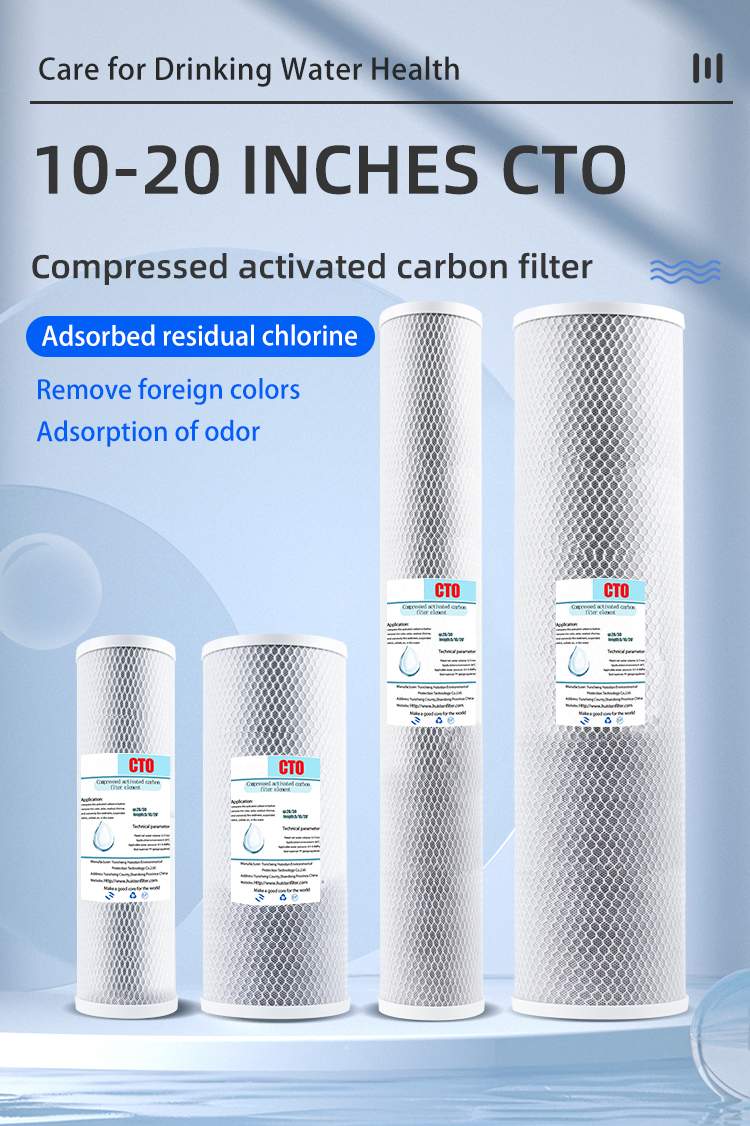 10 20 Inch 5 Micron CTO Activated Coconut Charcoal Compression Carbon Block Water Filter