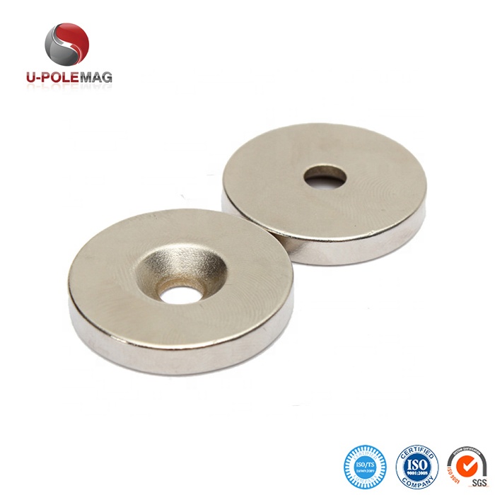 60°C Maximum Working Temperature N52 Neodymium Disc Magnet with M10 Countersunk Hole