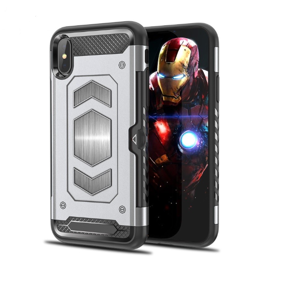Color Black Red Armor PC TPU Case with Card Pocket Magnetic Car Mount For IphoneX IphoneXS IphoneXS MAX IphoneXR Iphone8