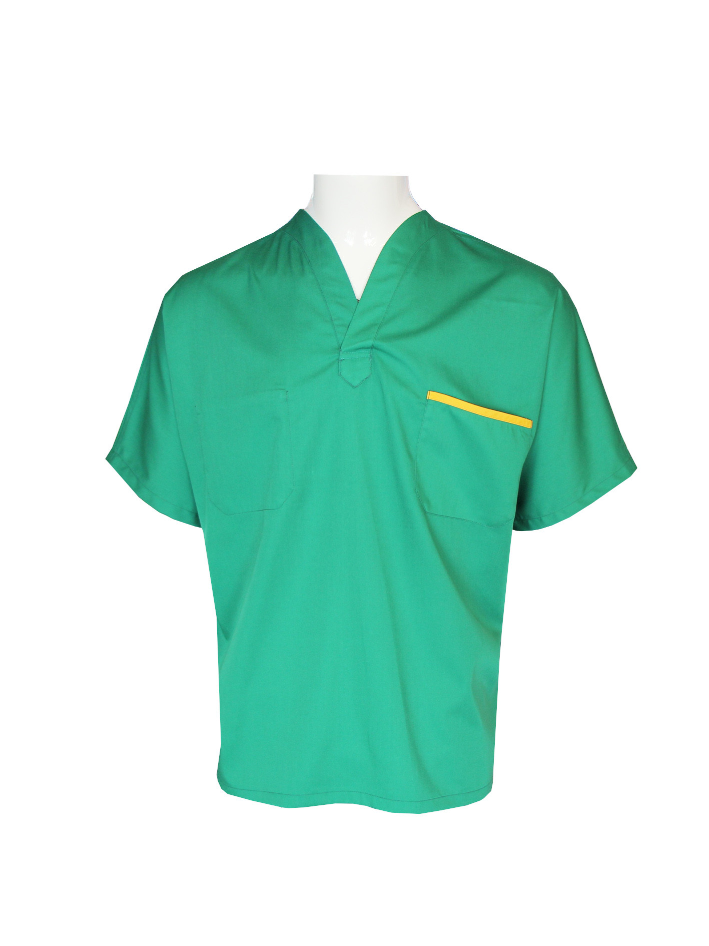 170 GSM Twill 2/1 Hospital Green Scrubs V Neck Polyester 80% Cotton 20%