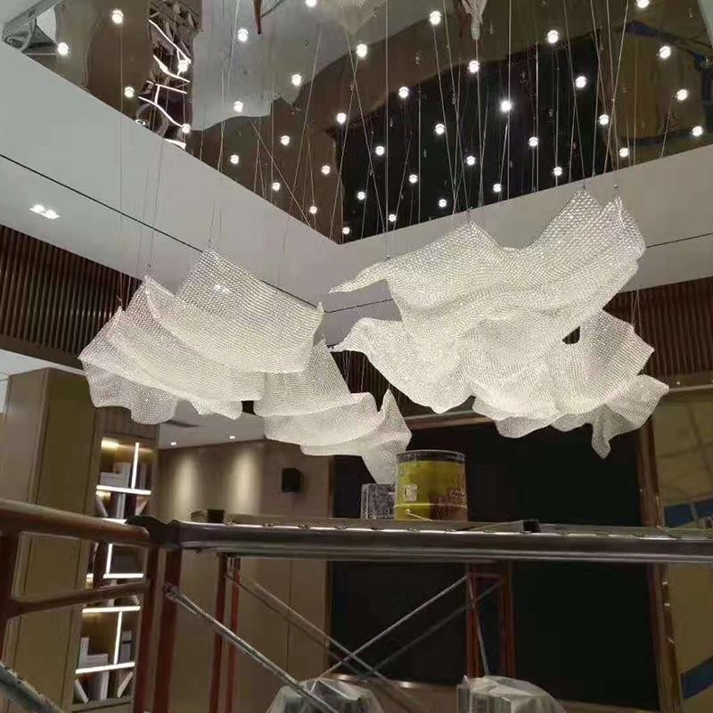 Modern Wave Crystal Chandelier Extra Large Crystal Chandeliers For High Ceilings