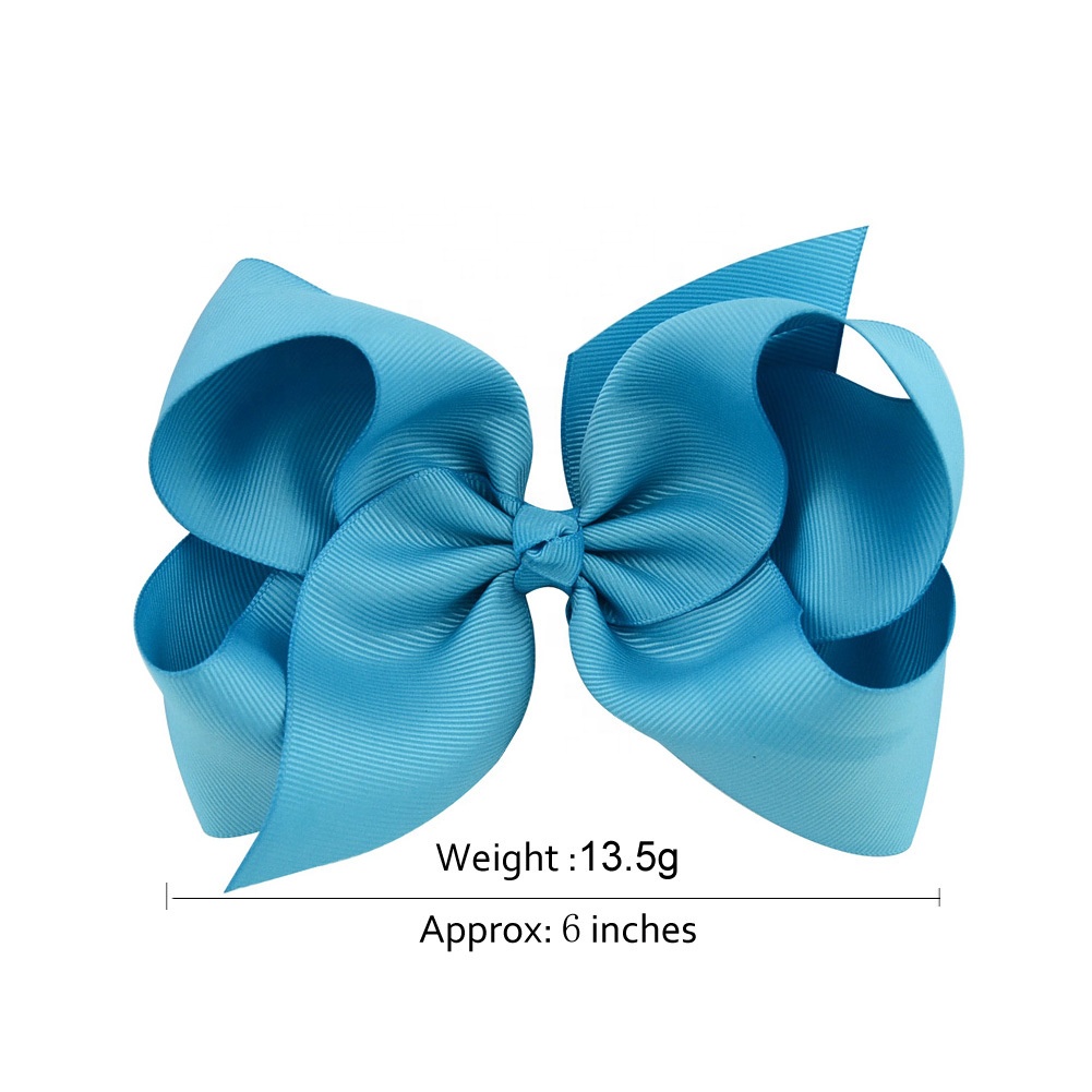 6 Inch Big Ribbon Hair Bows Tie White Red Green 40 Colors Polyester Kids