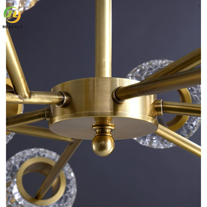 12 Light LED Sphere Chandelier Crystal Metal Gold Pendant Light