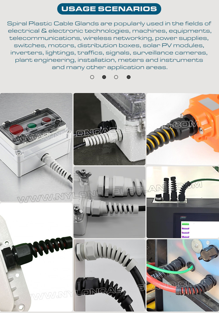 Spiral Cable Gland / Spiral Flexible Strain Relief Connector Nylon (Polyamide) 6 PG11 IP68 for 5-10mm Cable