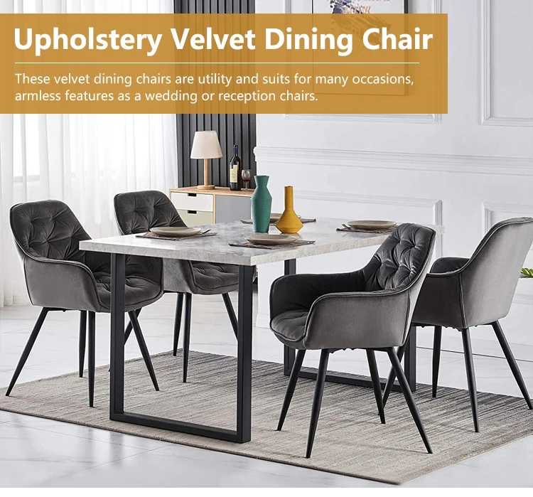 Soft Velvet Upholstered Dining Chairs Contemporary Nordic Padded Dining Chairs