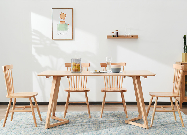 Commercial Custom Made Furniture Restaurant Table And Chairs Wooden Material