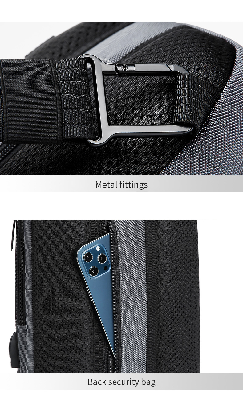 Factory wholesale custom LOGO fashion anti theft men customized waterproof shoulder chest crossbody sling bag for men