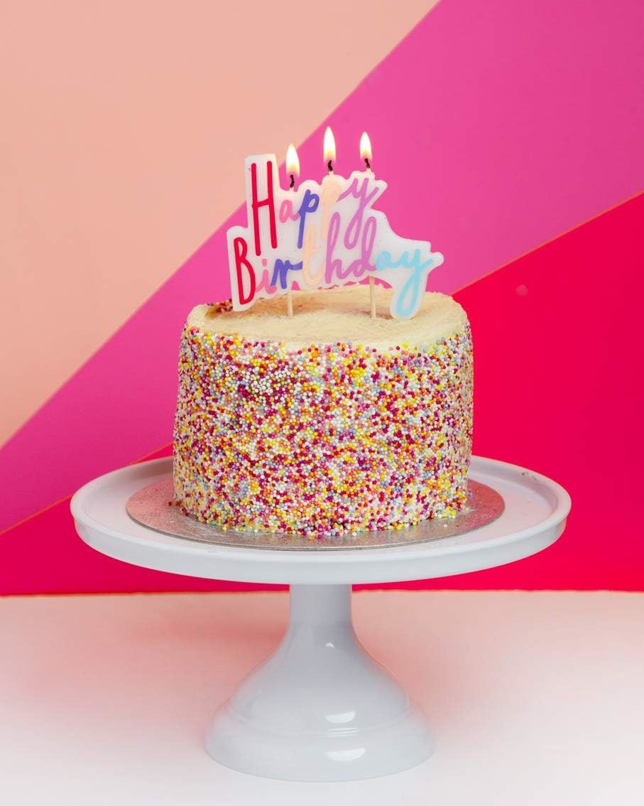 Happy Birthday Candles Cake Topper | Pastel Party Decorations For Girls Party, Kids, Adults, 8cm X 10cm