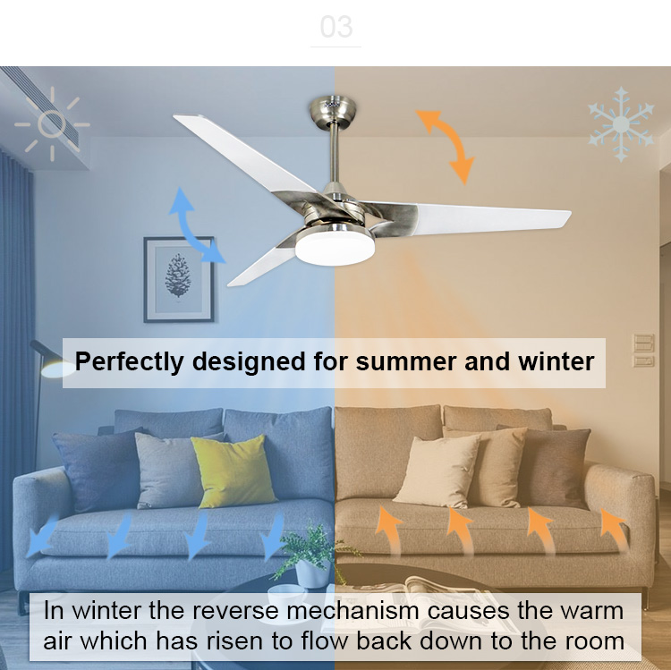 52 Inch 3 Blades Air Cooling LED Ceiling Fan Light with Remote Control and MDF Blades