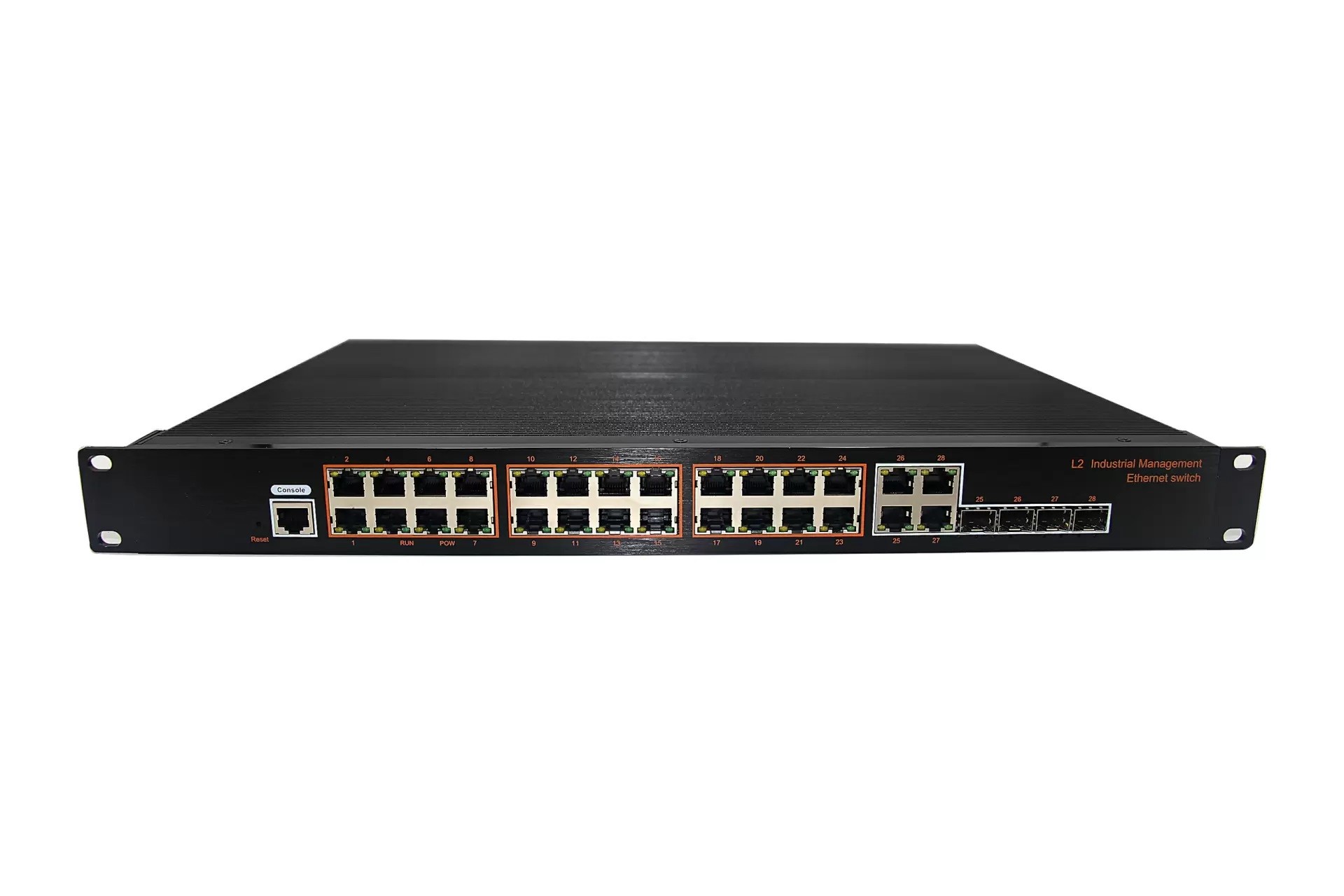 1U RACK Type L2 Management Industrial 4xGE SFP+28x10/100/1000M RJ45+1xConsole port Network Fiber Switch