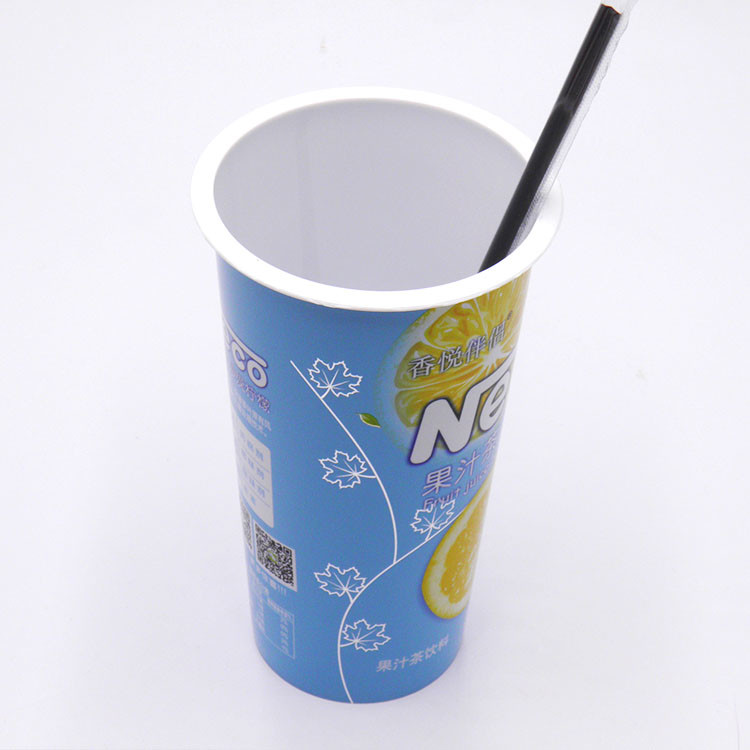 500g Single Wall Frosted Milk Tea Plastic Cups With Logo Lids And Straws