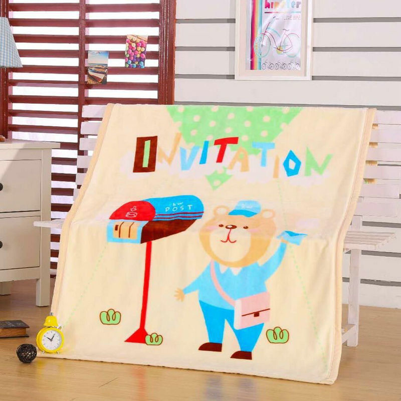 Cartoon Character Polyester Flannel Fleece Blanket For Infant Baby In Bed / Sofas