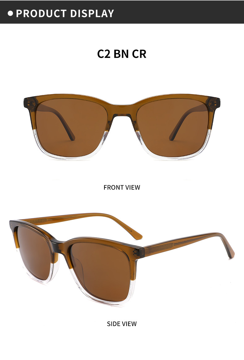 Square Shape retro eyewear sunglasses Classic Transparent Polarized Sunglasses
