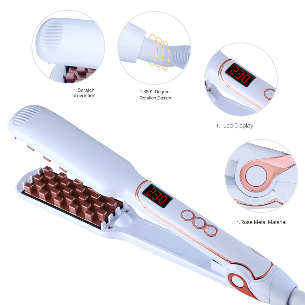 Auto Off 50W Titanium Flat Iron Hair Straightener Brush