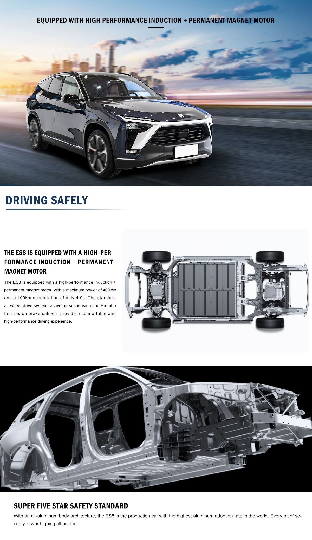 Energy Electric Vehicles 2023 Nio ES8 75KM 0km Used Car 6 Seats Luxury SUV with Long Battery Life and 2425kg Curb Weight