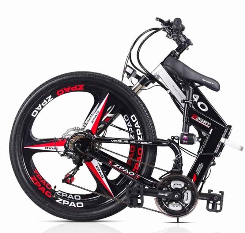 Disc Brake Folding Mountain Electric Bike Full Suspension 21 Speed 26 Inch Wheel